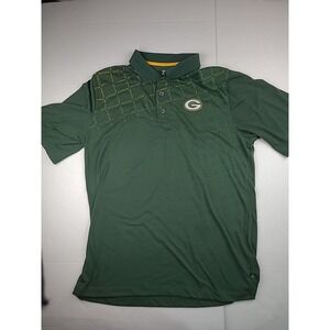 Green Bay‎ Packers Short Sleeve Polo Shirt Size Large Button Up Geographic Rare